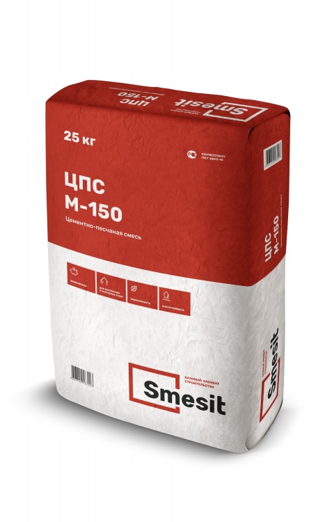 Цементно-песчаная смесь Smesit М-150 зимняя, 25кг